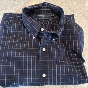 Ralph Lauren Navy Plaid Button-Down Shirt with Red and White Windowpane